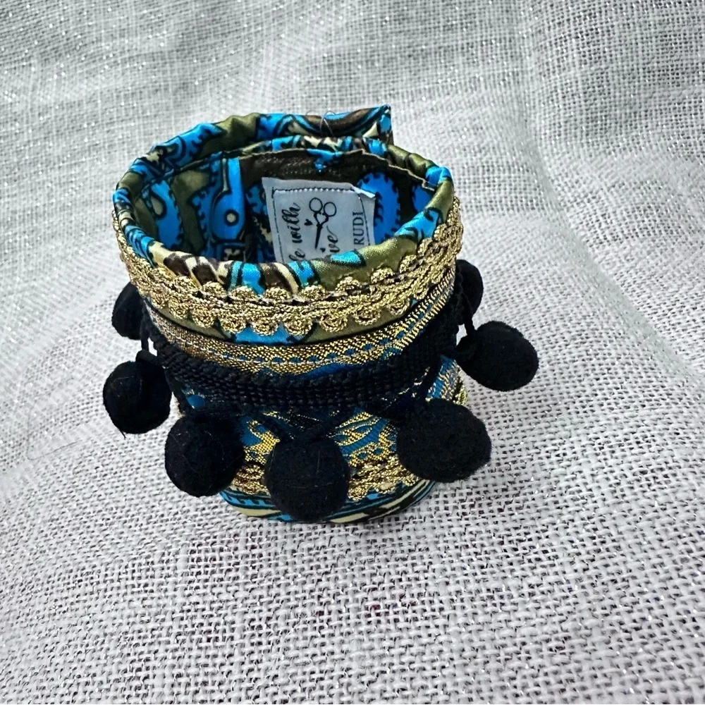 RUBYRUDI Cuff Bracelet Handcrafted OOAK Fabric Embellished Artisan Wearable Art
